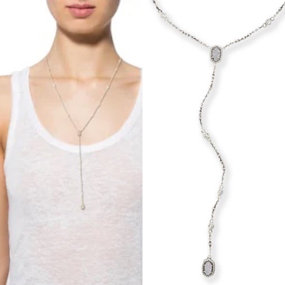 Kendra Scott Claudia Lariat Necklace in Silver